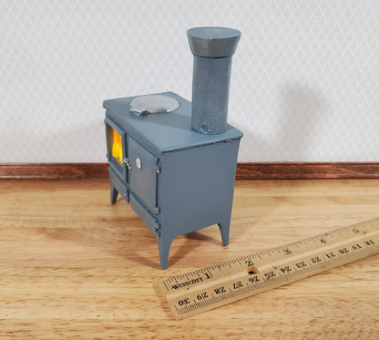 Dollhouse Wood Burning Stove Vintage Style w/ Chimney 1:12 Scale Hole for Light - Miniature Crush
