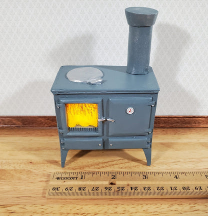Dollhouse Wood Burning Stove Vintage Style w/ Chimney 1:12 Scale Hole for Light - Miniature Crush