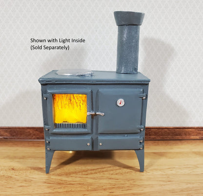 Dollhouse Wood Burning Stove Vintage Style w/ Chimney 1:12 Scale Hole for Light - Miniature Crush