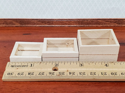 Dollhouse Wood Crates for Fruits or Vegetables Set of 3 1:12 Scale Miniatures - Miniature Crush
