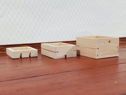 Dollhouse Wood Crates for Fruits or Vegetables Set of 3 1:12 Scale Miniatures - Miniature Crush