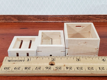 Dollhouse Wood Crates for Fruits or Vegetables Set of 3 1:12 Scale Miniatures - Miniature Crush