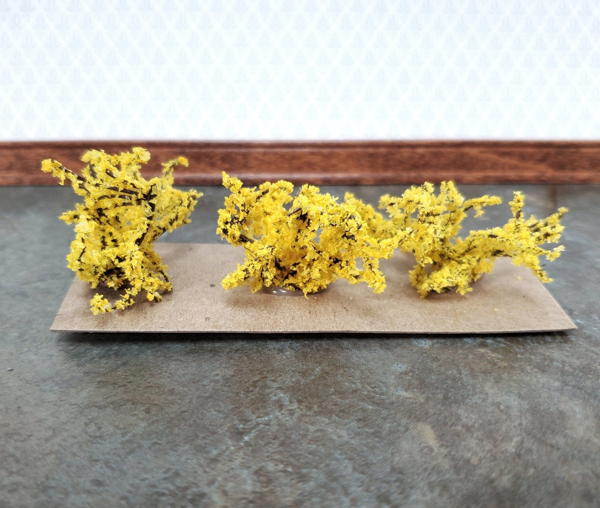 Dollhouse Yellow Forsythia Bush Flowering Shrub x3 1:12 Scale Miniature Garden - Miniature Crush