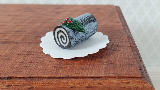 Dollhouse Yule Log Christmas Cake 1:12 Scale Miniature Dessert Food - Miniature Crush