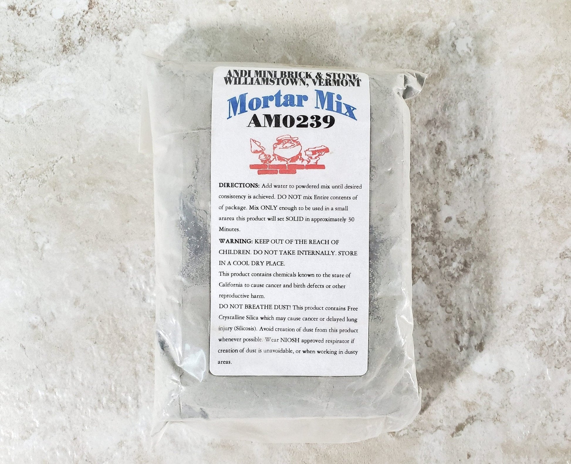 Dry Mortar Grout Mix for Dollhouse Miniature Bricks Stone Tile by Andi Mini Brick 11 oz Gray - Miniature Crush