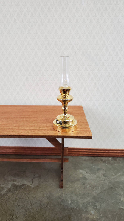 Dollhouse Battery Light Hurricane Table Lamp Gold 1:12 Scale Miniature Lantern