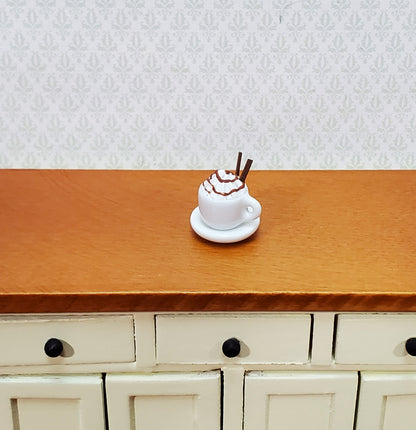 Dollhouse Hot Cocoa or Mocha Latte Mug with Whipped Cream 1:12 Scale Miniature