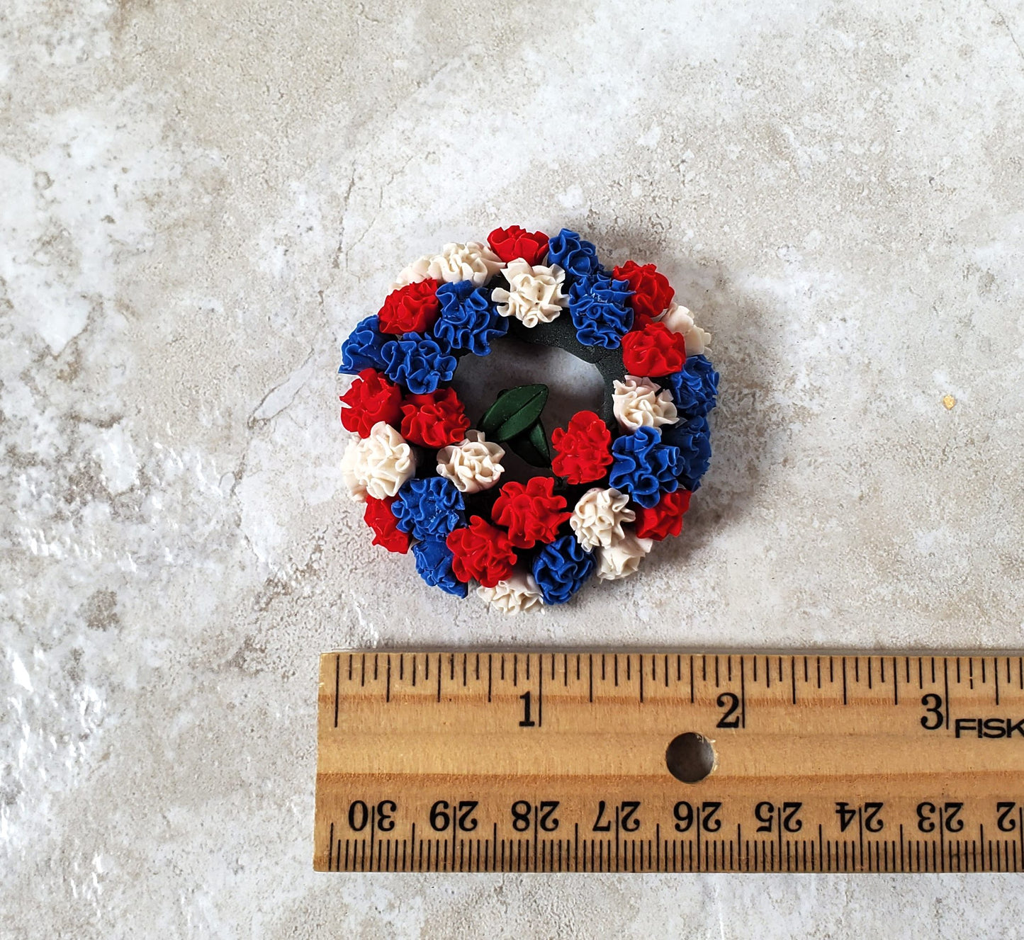 Dollhouse Red White & Blue Carnations Wreath 1:12 Scale Miniature