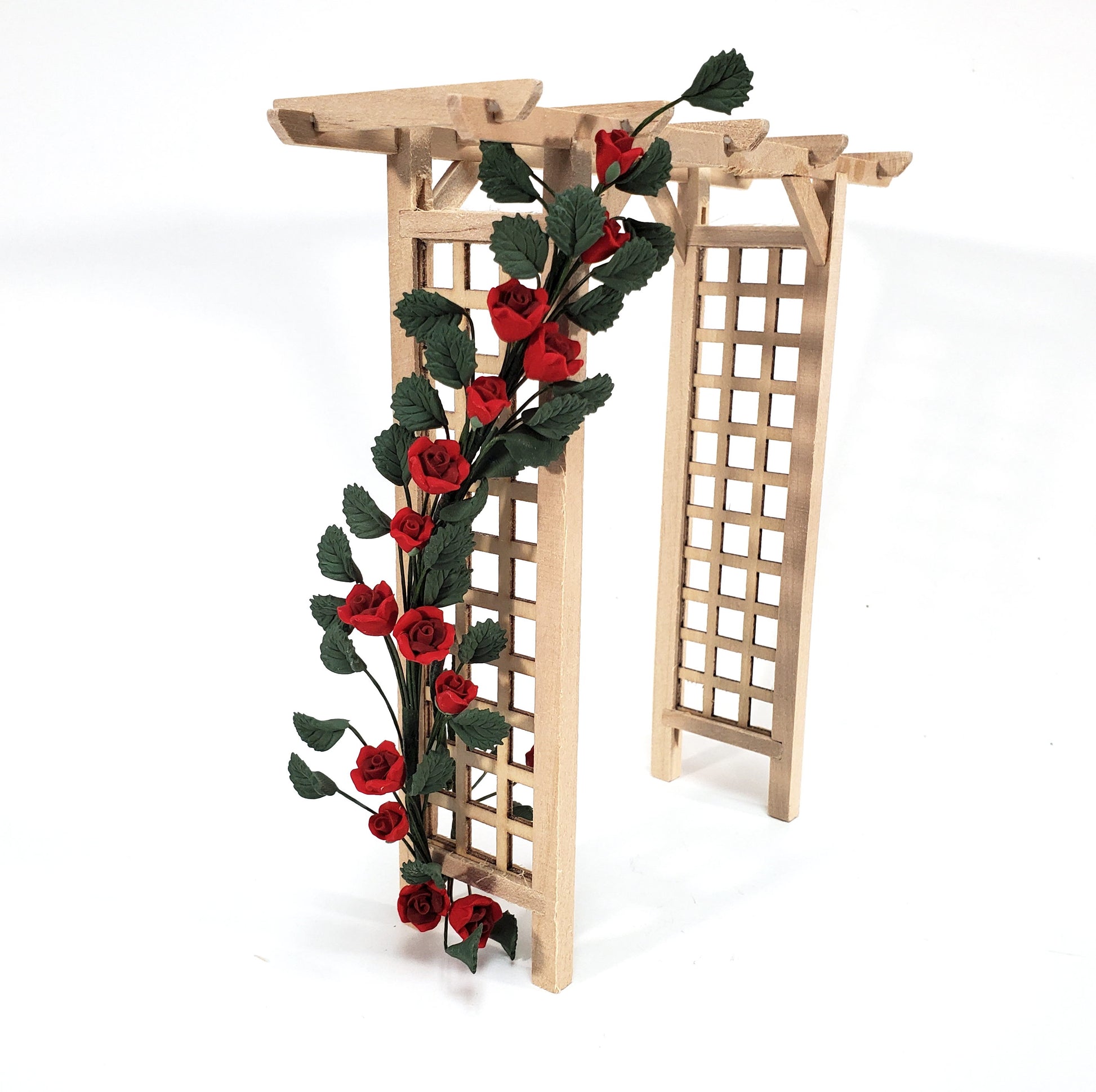 Dollhouse Red Climbing Roses Vine 1:12 Scale Miniature Garden Flowers