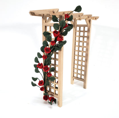 Dollhouse Red Climbing Roses Vine 1:12 Scale Miniature Garden Flowers