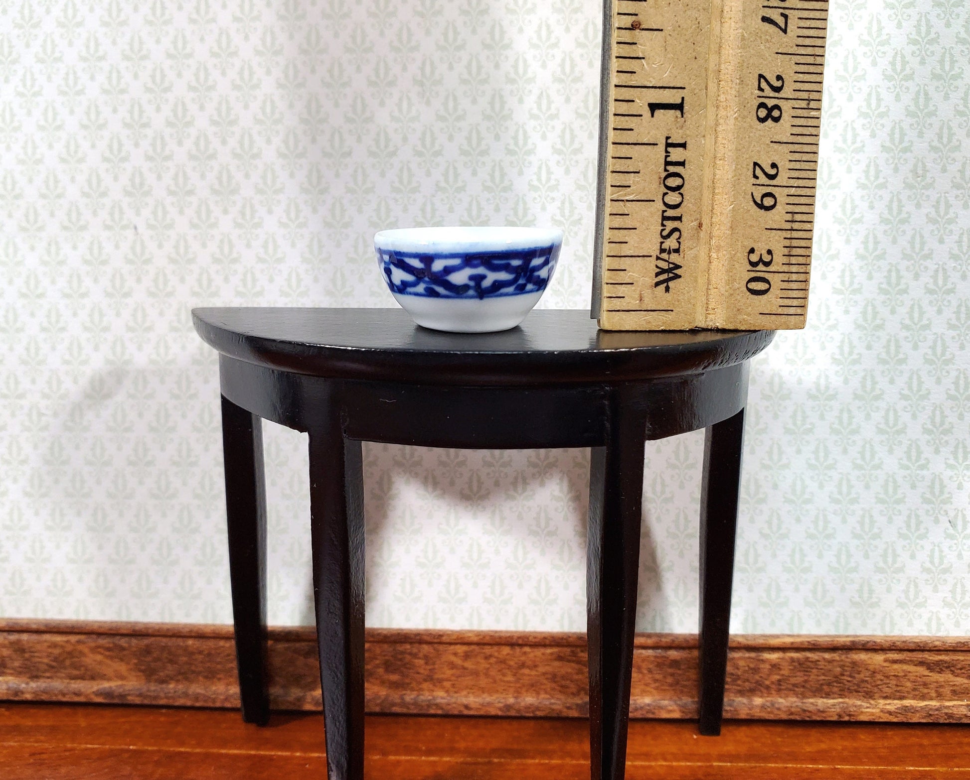 Dollhouse Serving Bowl Ceramic Blue & White 1:12 Scale Miniature Dishes Decor