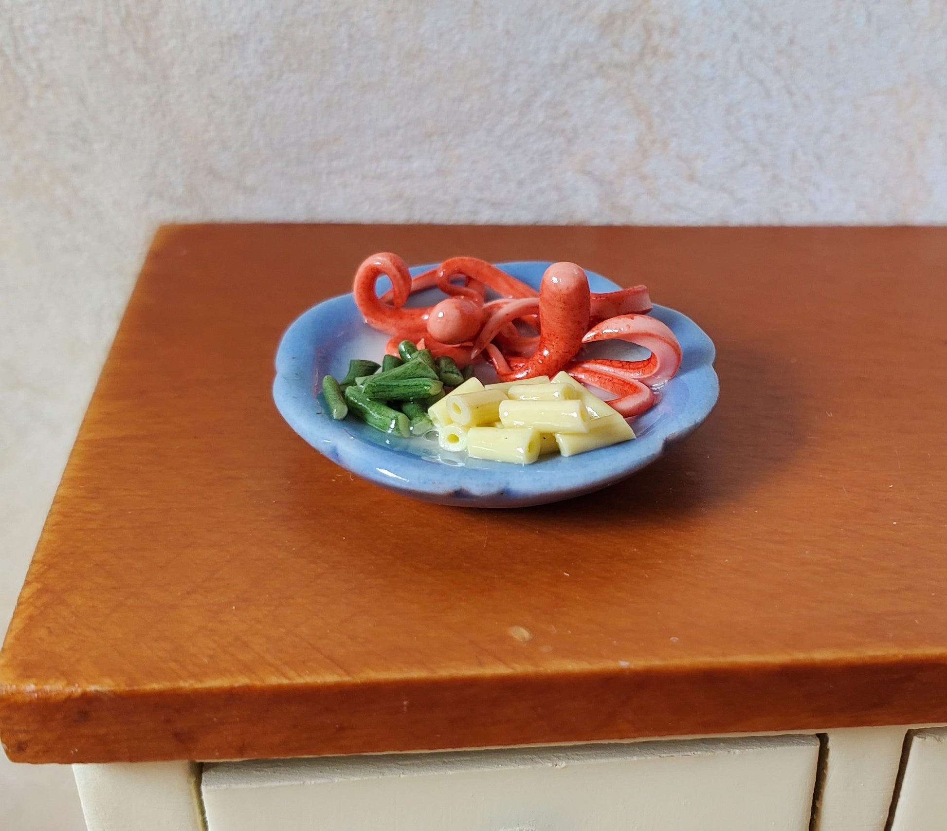 Dollhouse Children's "Octopus" Hot Dog Dinner Plate 1:12 Scale Miniature Food
