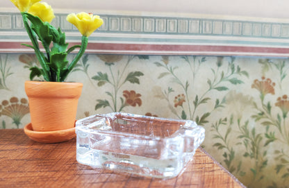 Dollhouse Clear Glass Casserole Dish with Handles 1:12 Scale Miniature Kitchen