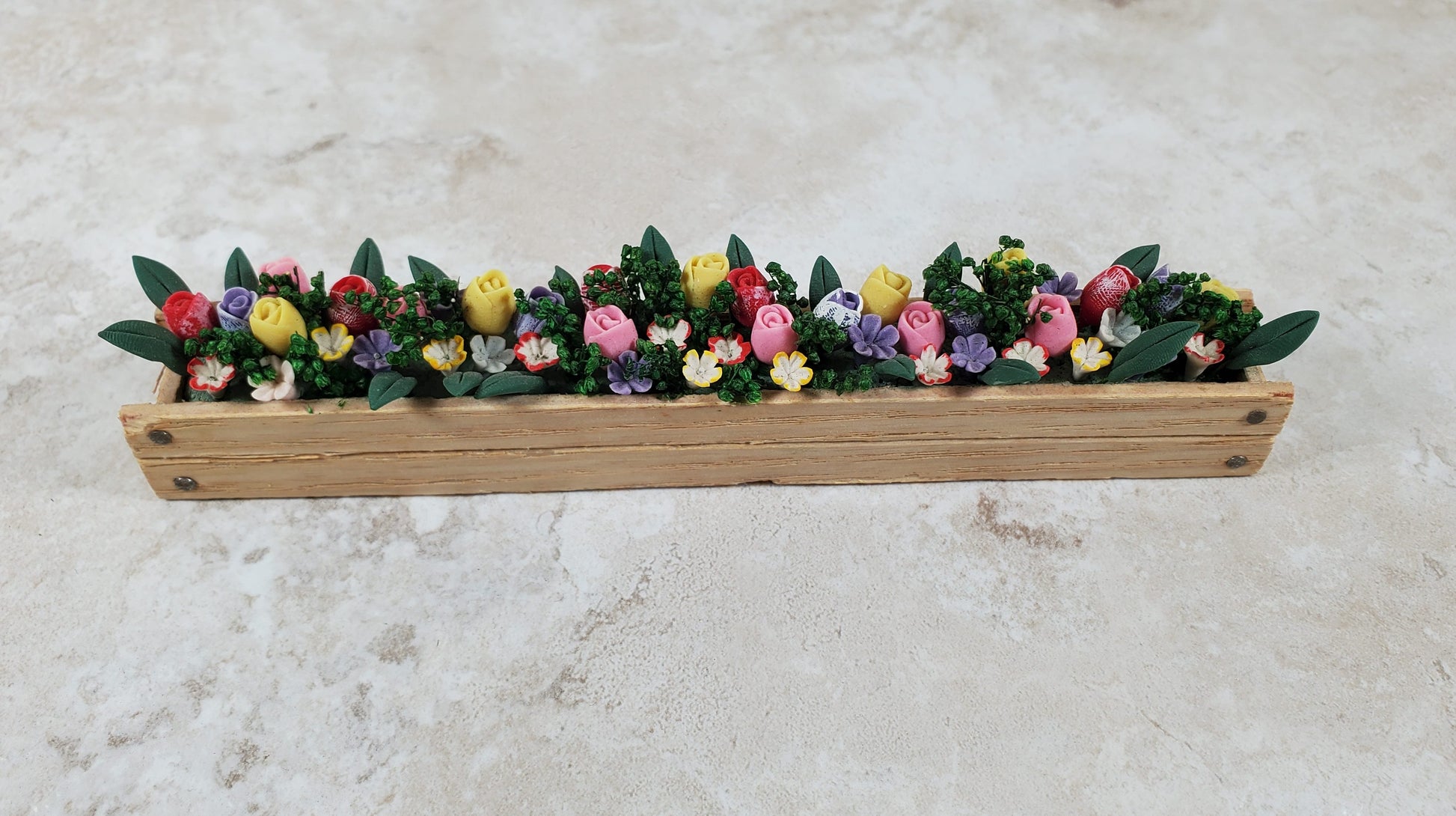 Dollhouse Spring Crocus & Tulips in 5.5" Window Box Planter 1:12 Scale Miniature