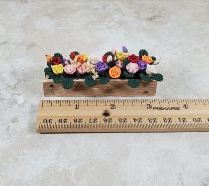 Dollhouse Multi Colored Roses in a 3.25" Window Box Planter 1:12 Scale Miniature