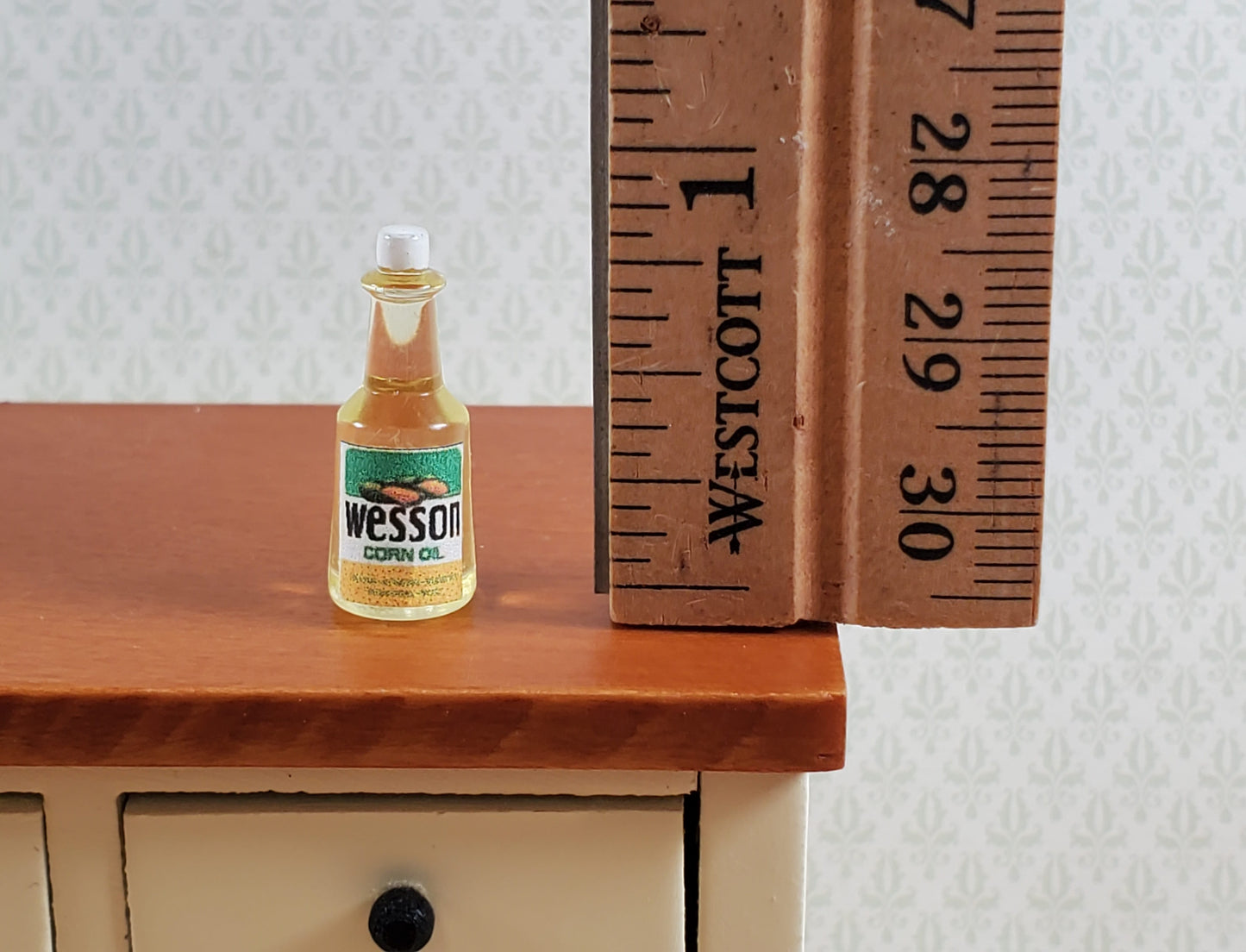 Dollhouse Wesson Corn Oil Bottle 1:12 Scale Miniature Kitchen Food Handcrafted