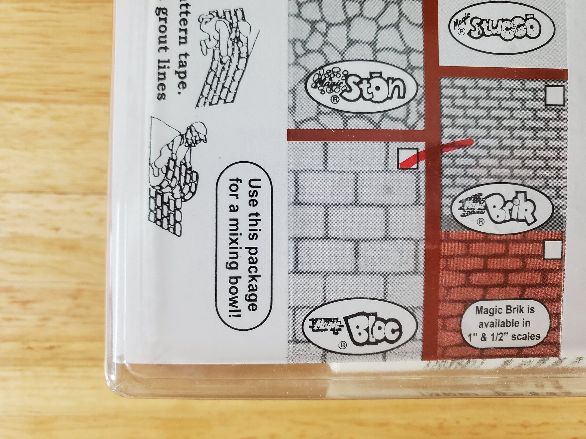 Magic Masonry Red Large Block Brick KIT 4 Square Feet Stencil and Powder Set