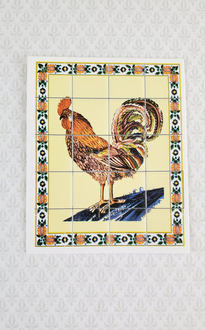 Dollhouse Miniature Wall "Tiles" Embossed Paper Kitchen Rooster 1:12 Scale by World Model