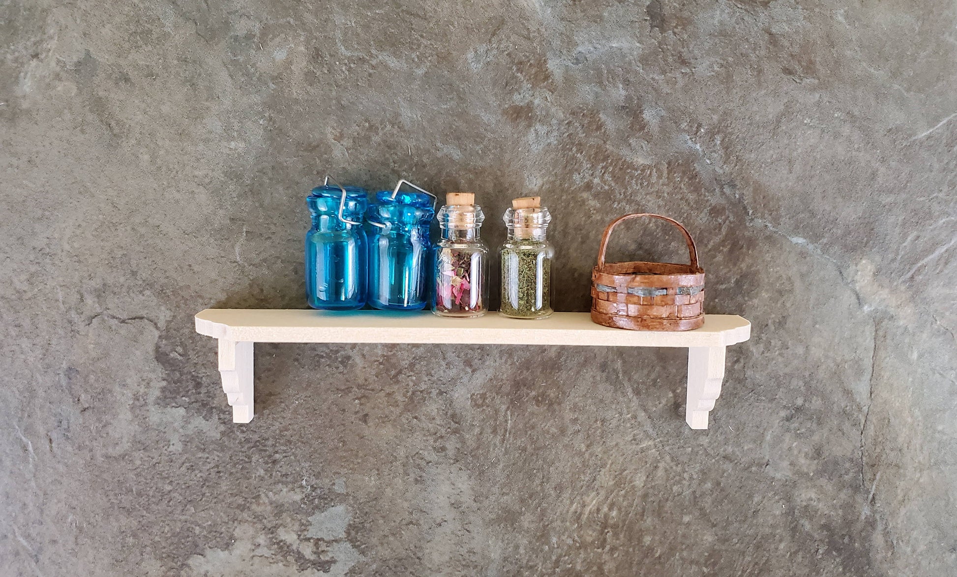 Dollhouse Miniature Wall Shelf Large Unfinished 1:12 Scale 4 3/8"