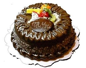 Dollhouse Dark Chocolate Cake Fruit Garnish 1:12 Scale Miniature Food Bakery