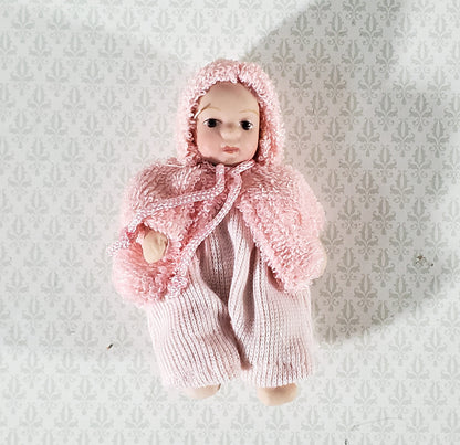Dollhouse Baby Doll Porcelain Moveable 1:12 Scale Miniature Pink Sleeper