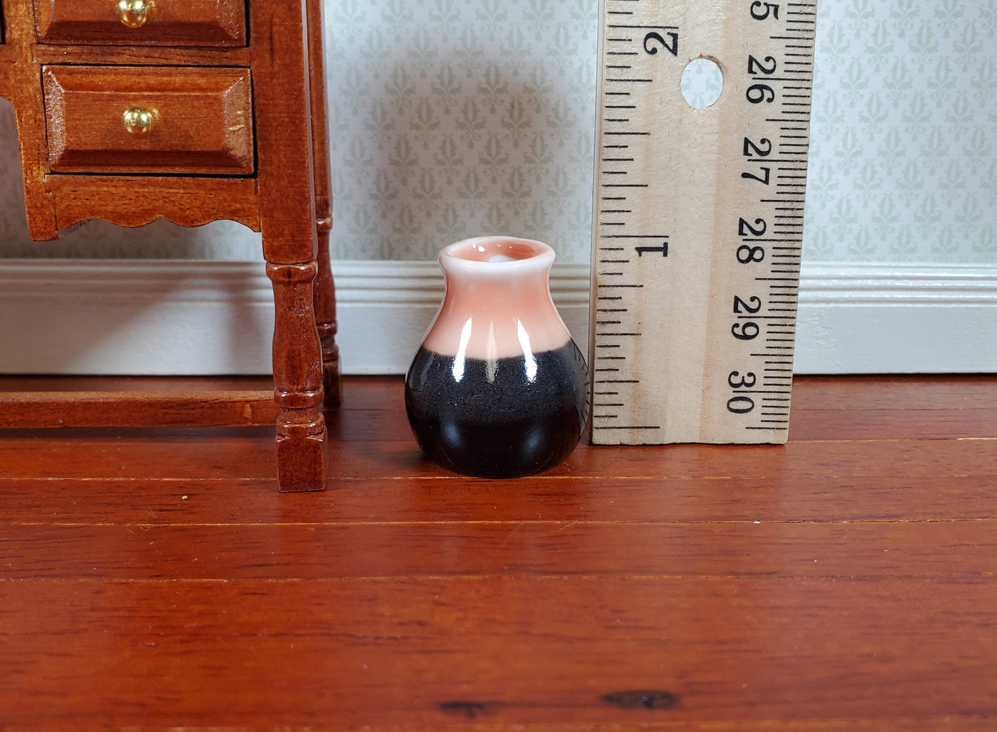 Dollhouse Miniature Large Orange & Black Floor Vase 1:12 Scale Miniature