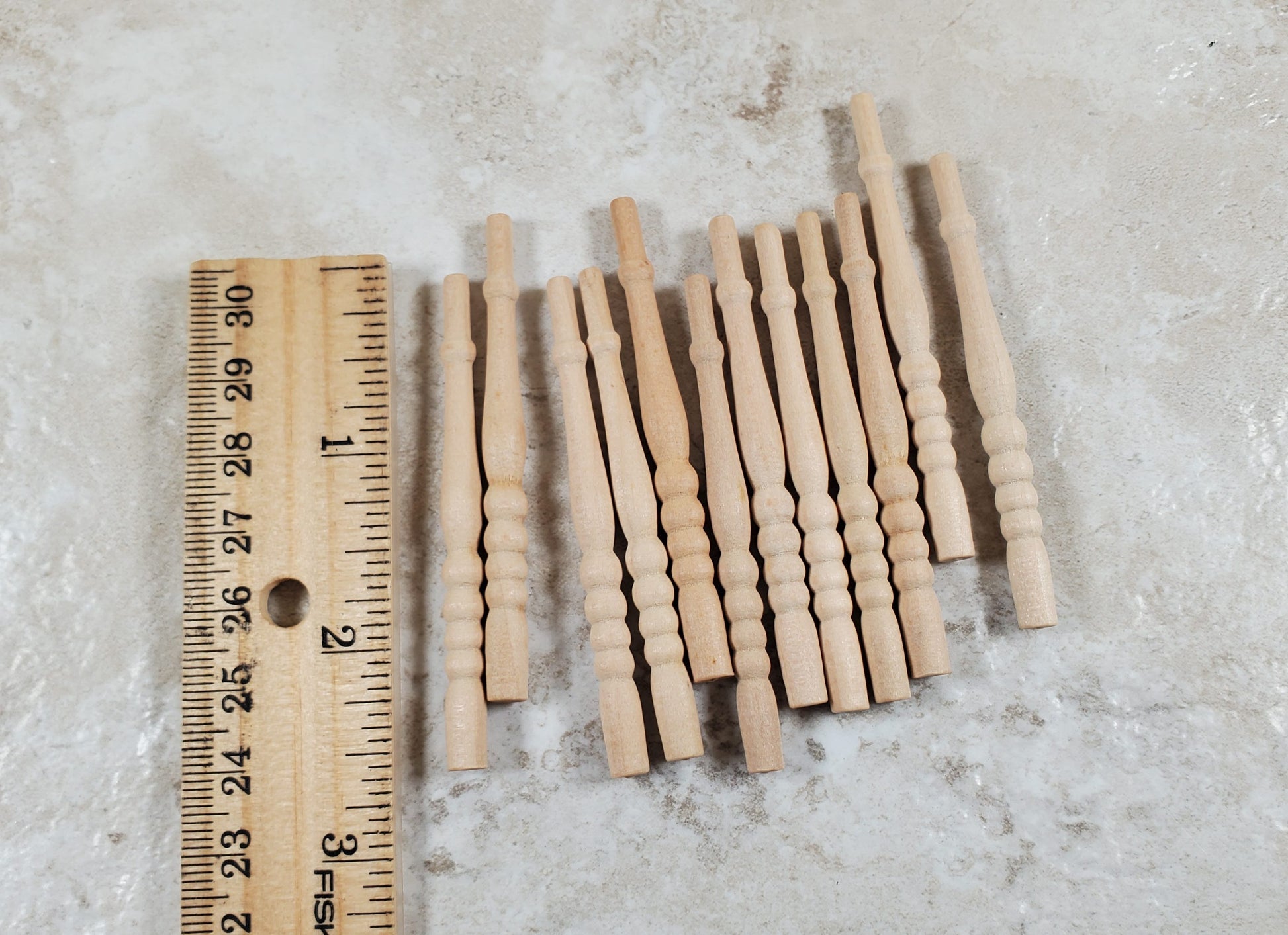Dollhouse Spindles Balusters Wood 2 5/8" tall1:12 Scale Miniature Set of 12