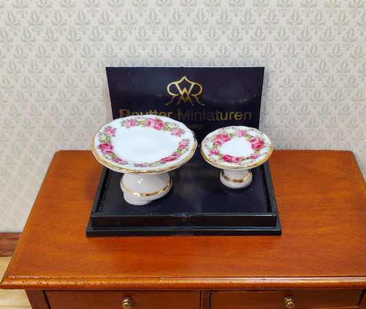 Dollhouse Cake Stands Reutter Porcelain Rose Band 1:12 Scale Miniature Dishes