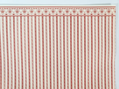 Dollhouse HALF SCALE Wallpaper 3 Sheets Red & Cream Striped "Regency" 1:24 Scale