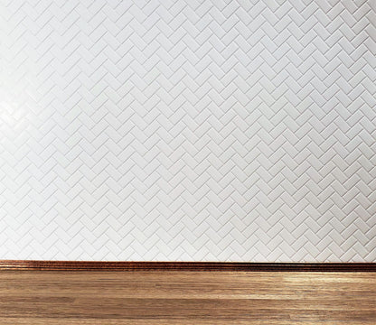 Dollhouse Subway Tile Herringbone White Embossed Glossy Card 1:12 Light Grout
