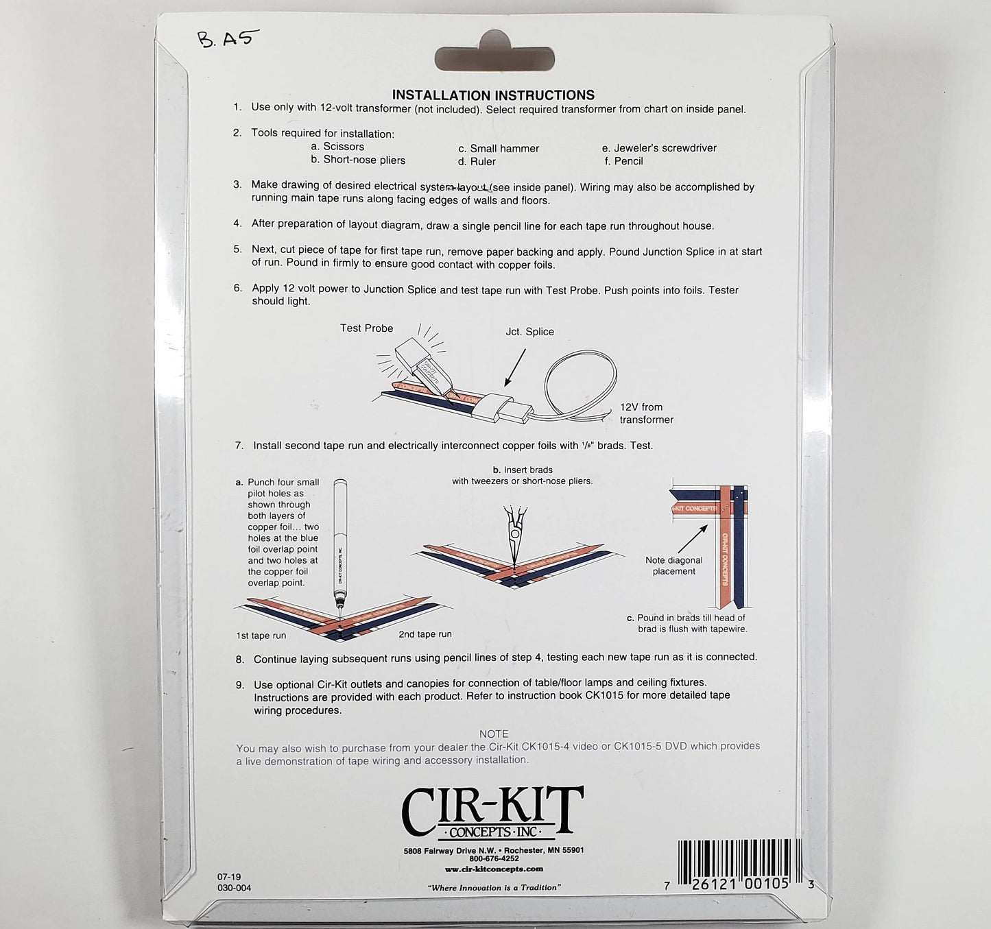 Dollhouse Basic Wiring Kit 12 Volt Tape Wire System Cir-Kit Concepts