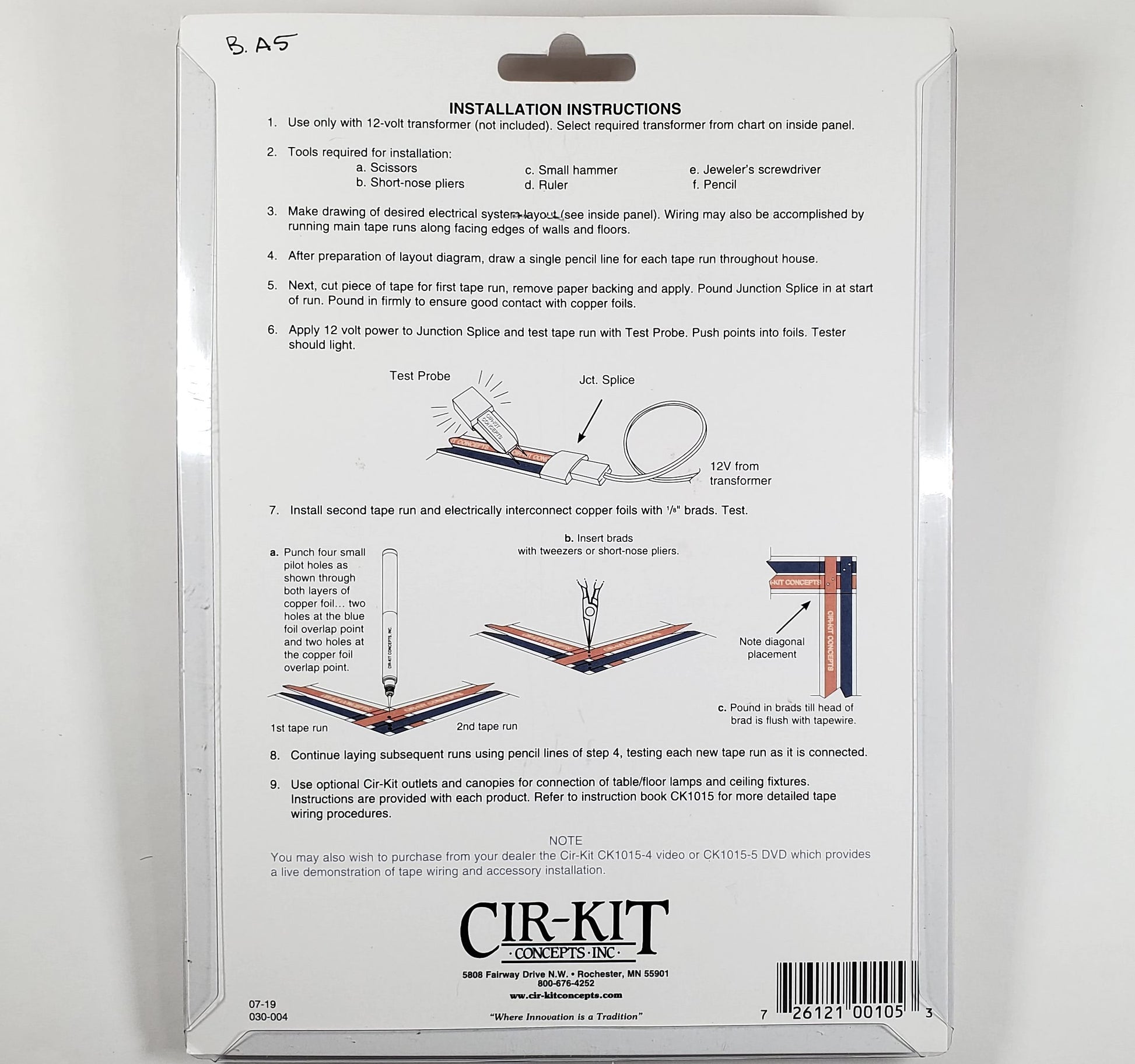 Dollhouse Basic Wiring Kit 12 Volt Tape Wire System Cir-Kit Concepts