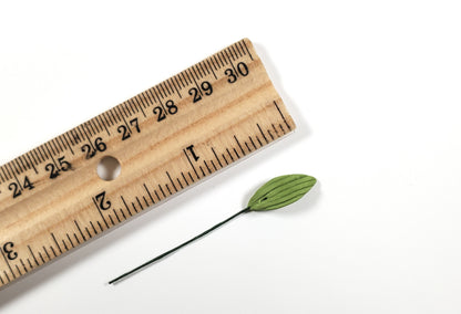 Dollhouse Light Green Leaves Long Stem Set of 10 Long Oval 1:12 Scale Miniature