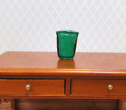 Dollhouse Crimped Narrow Vase Green Glass 1:12 Scale Miniature