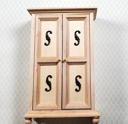Dollhouse S Hook Shutter Dogs or Furniture Applique Scroll Ornament 1:12 Black