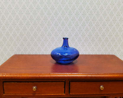 Dollhouse Carboy Demijohn Blue Glass Bottle Round 1:12 Scale some color flaw