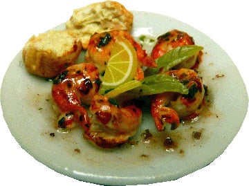 Dollhouse Barbeque Shrimp Plate 1:12 Scale Miniature Food Kitchen