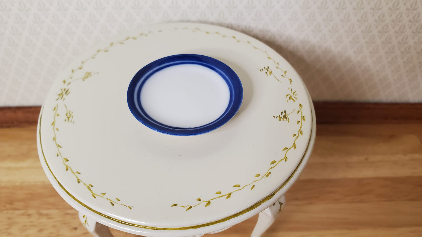 Dollhouse Round Blue & White Ceramic Platter x2 1:12 Scale Miniature