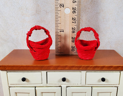Dollhouse Baskets Set of 2 Red 1:12 Scale Dollhouse Miniatures