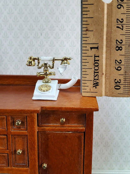 Dollhouse Telephone Vintage Style 1890s - 1920s White 1:12 Scale Miniature Phone