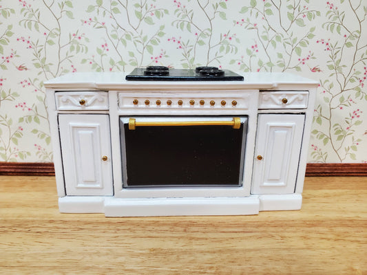 Dollhouse Stove Oven Cabinet White 1:12 Scale Miniature Kitchen Cupboard