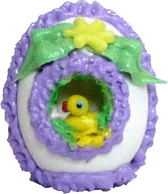Dollhouse Panorama Egg Purple Trim Chick 1:12 Scale Miniature Food Treat Bakery