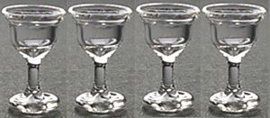 Dollhouse Set of 4 Wine Glasses 1:12 Scale Miniature Kitchen Dining