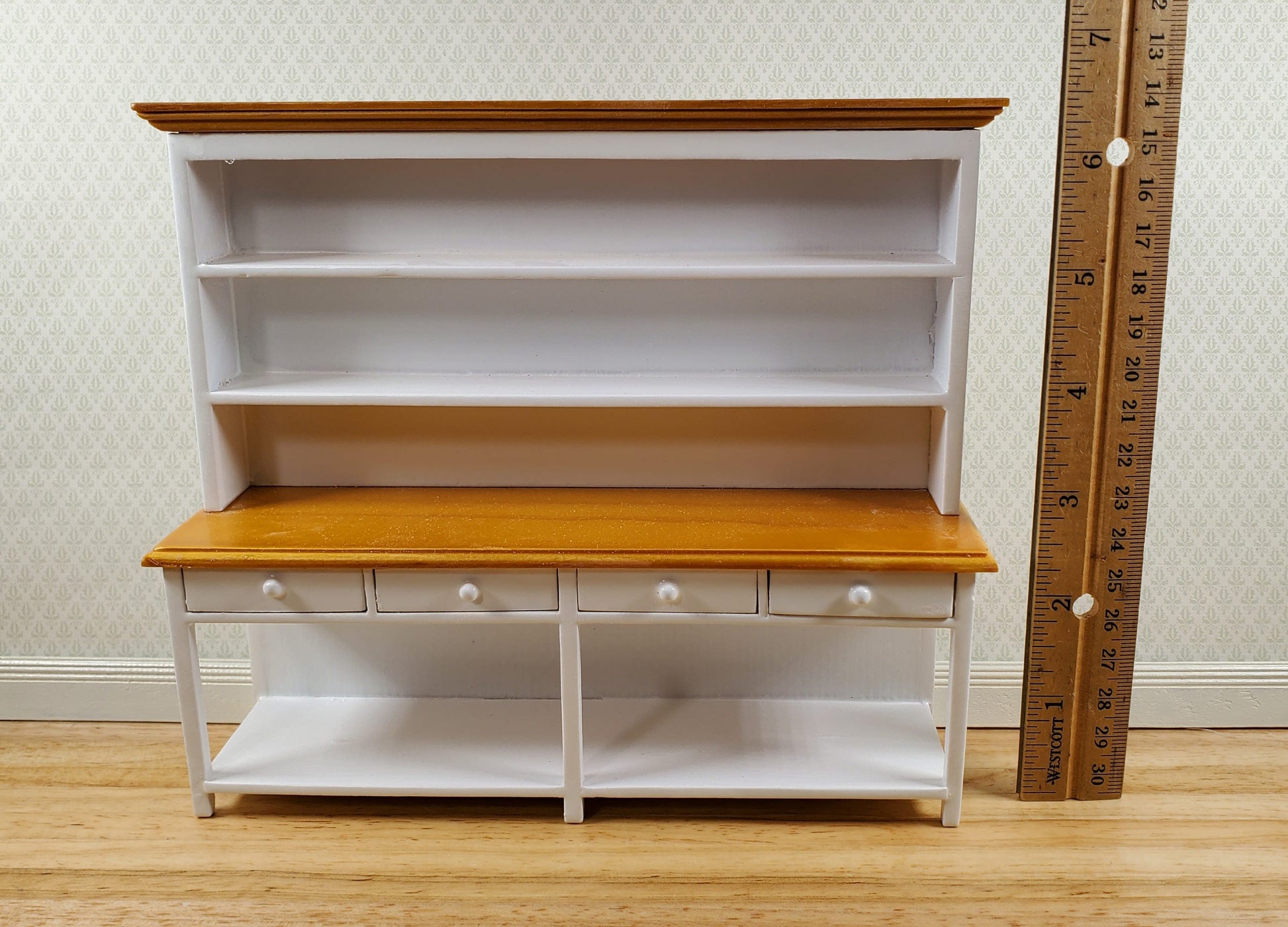 Dollhouse Georgian Welsh Dresser Kitchen Cupboard 1:12 Scale Miniature White Finish