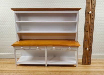 Dollhouse Georgian Welsh Dresser Kitchen Cupboard 1:12 Scale Miniature White Finish