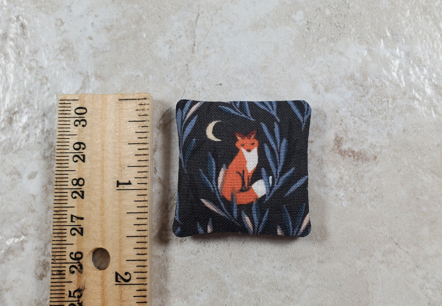 Dollhouse Miniature Pillow Fox with Moon Handmade 1:12 Scale 1 1/2"