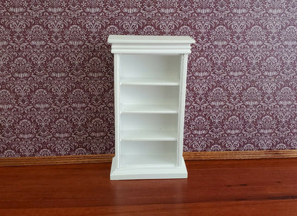 Dollhouse Miniature Bookcase 4 Shelves White Finish 1:12 Scale Furniture