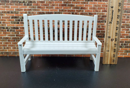 Dollhouse Garden Bench Large White Wood 1:12 Scale Miniature Furniture