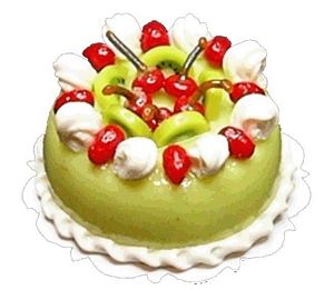 Dollhouse Lime Cake with Berry & Kiwi 1:12 Scale Miniature Food Kitchen Bakery
