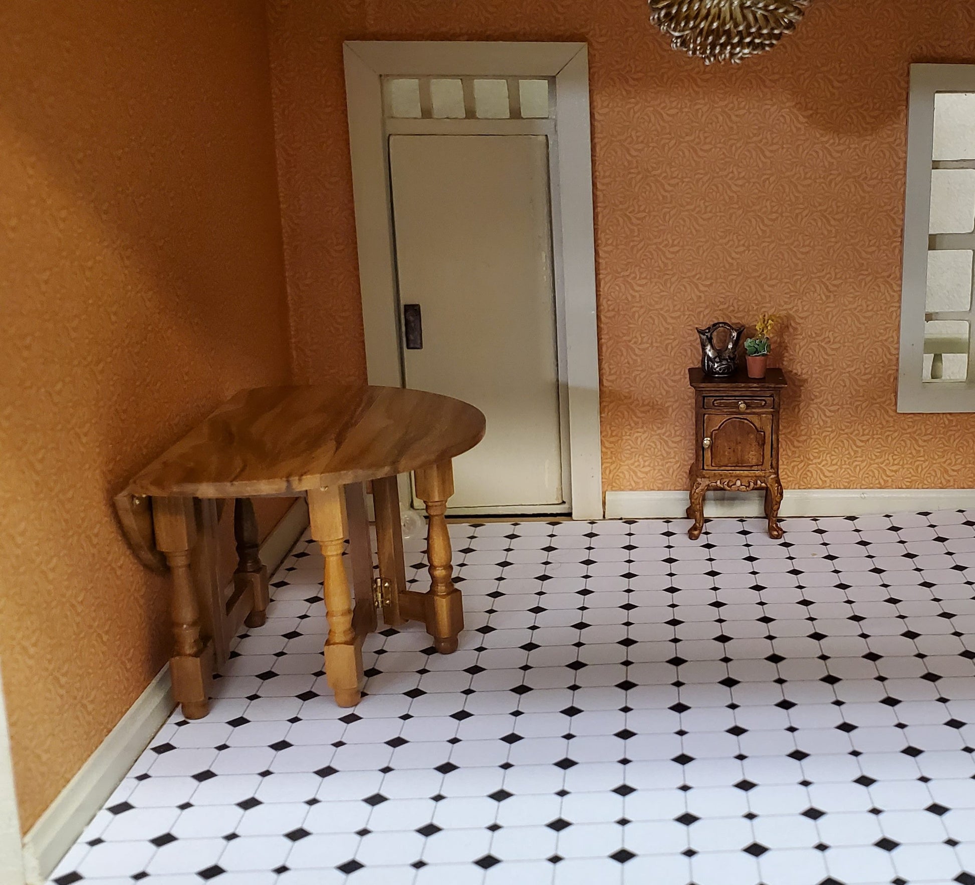 Dollhouse HALF SCALE Diamond Tile Paper Floor 3 Sheets 1:24 Miniature